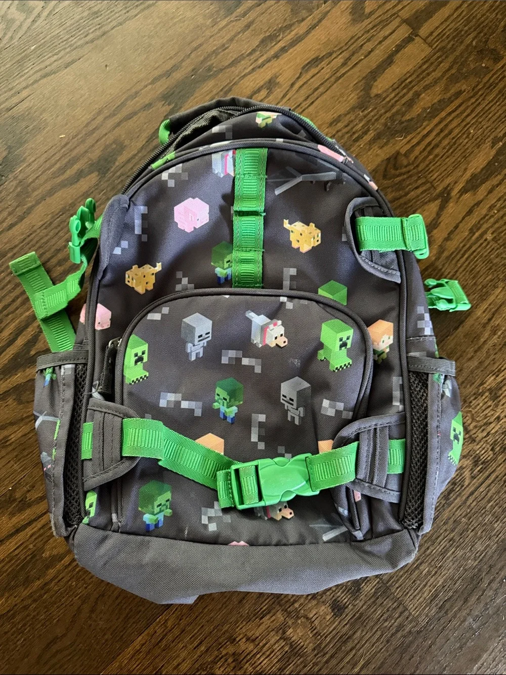 Pottery Barn Kids Gray and Green Minecraft Small Backpack